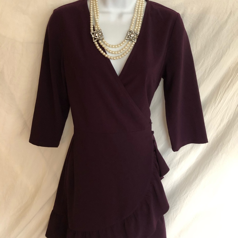 Wine color wrap dress